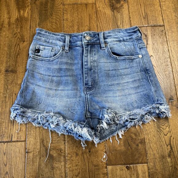 KanCan Pants - Kancan Cut Off Shorts Womens Sz L Med Wash Frayed Stretch Denim Style KC6358M